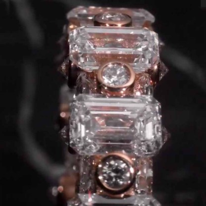 Moissanite Emerald Symmetry Round Luxury Ring
