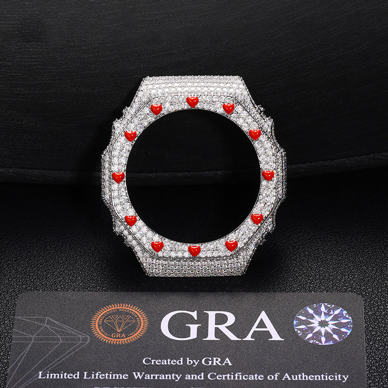 GA2100GB Moissanite Enamel Heart Watch Case Bezel