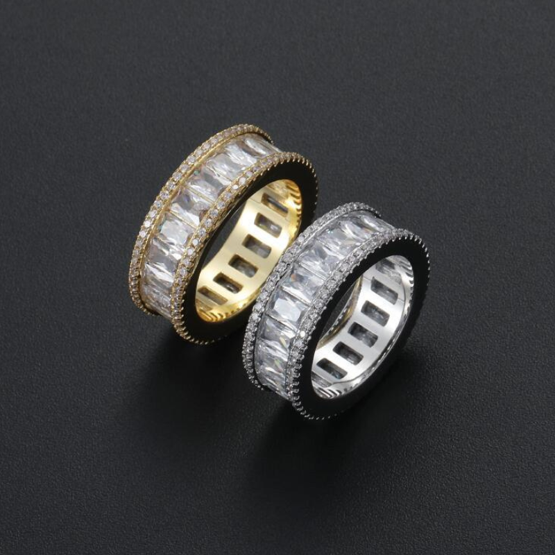 Moissanite Hip Hop Rectangular Full Diamond Ring