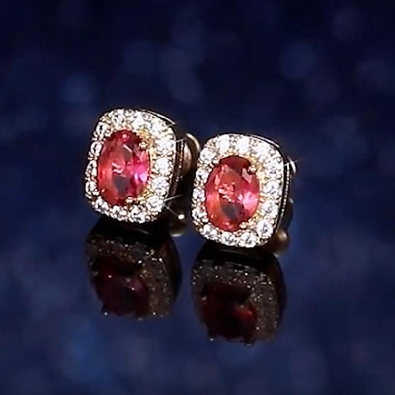 Moissanite Vintage Red Gemstone Earrings