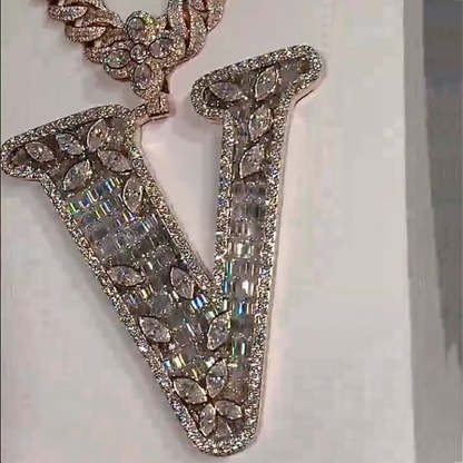 Design Letter V Marquise Shape Moissanite Pendant