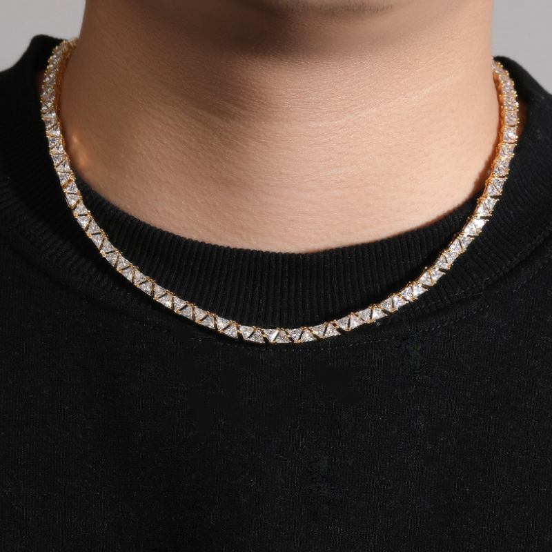 5mm Moissanite Hip Hop Classic Triangle Diamond Tennis Chain