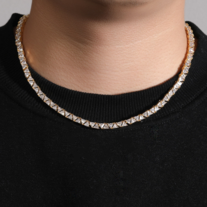 5mm Moissanite Hip Hop Classic Triangle Diamond Tennis Chain