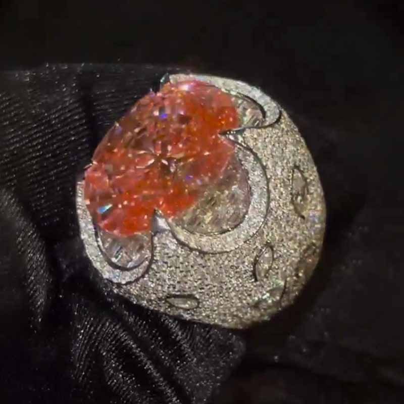 Moissanite Gemstone Dinosaur Egg Ring