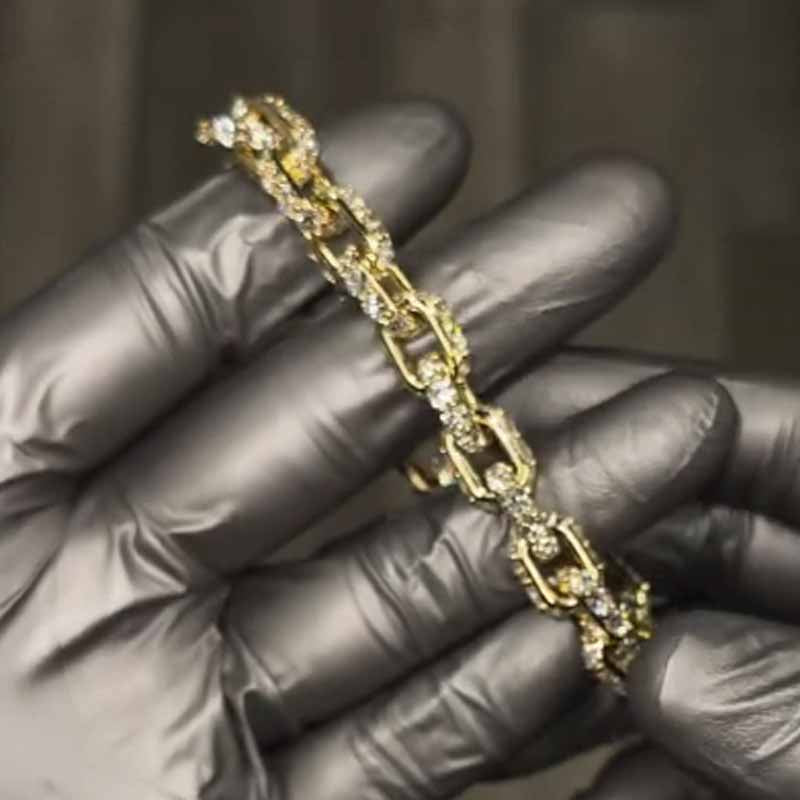 Moissanite Hip Hop Miami Box Clasp Bracelet