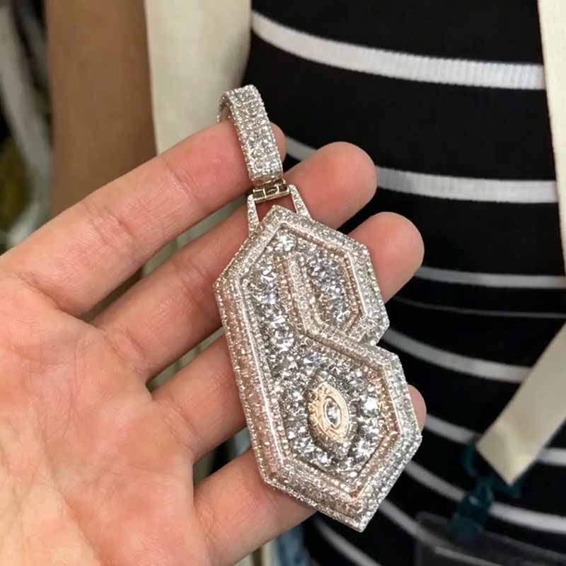 Visual Center Number 6 Moissanite Pendant