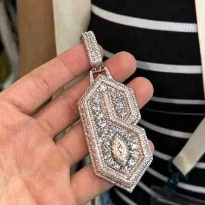 Visual Center Number 6 Moissanite Pendant