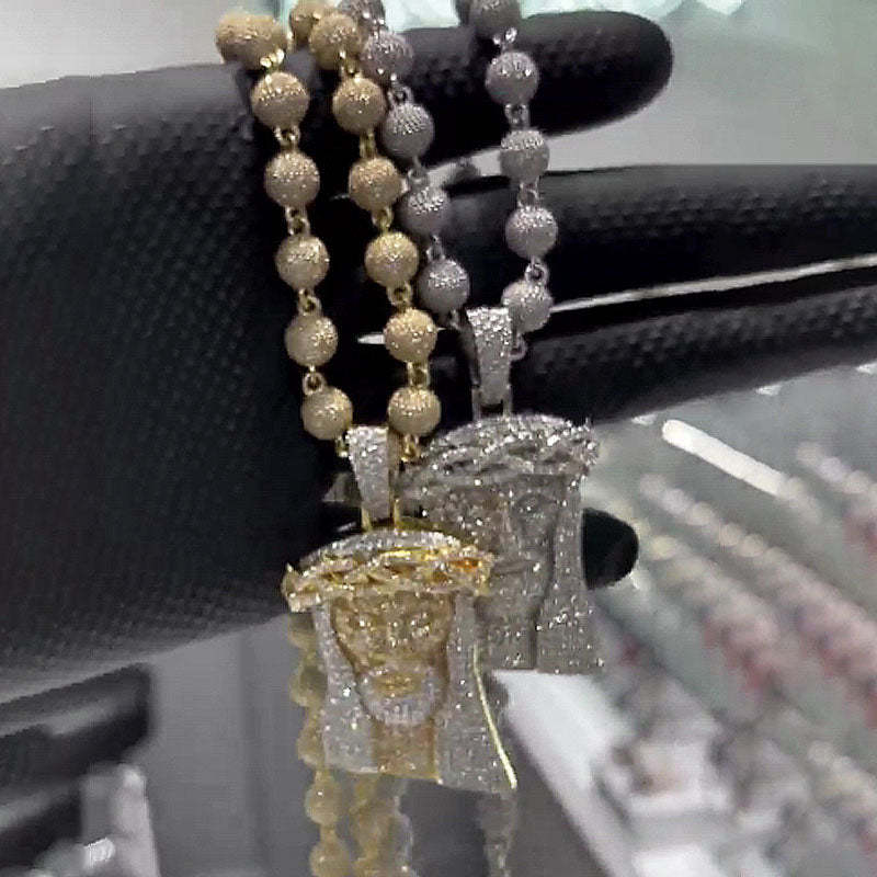 Moissanite Classic Jesus Pendant Diamond Ball Chain Set