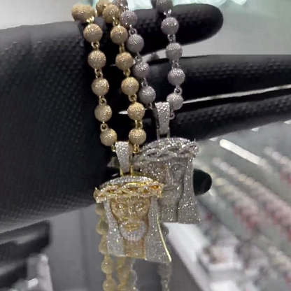 Moissanite Classic Jesus Pendant Diamond Ball Chain Set