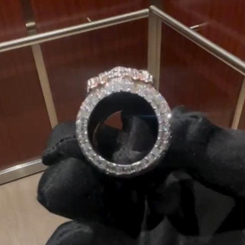 Moissanite Custom Crab Emerald Cut Diamond Ring