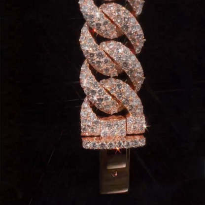 22mm Round and Carre Cut Moissanite Cuban Chain