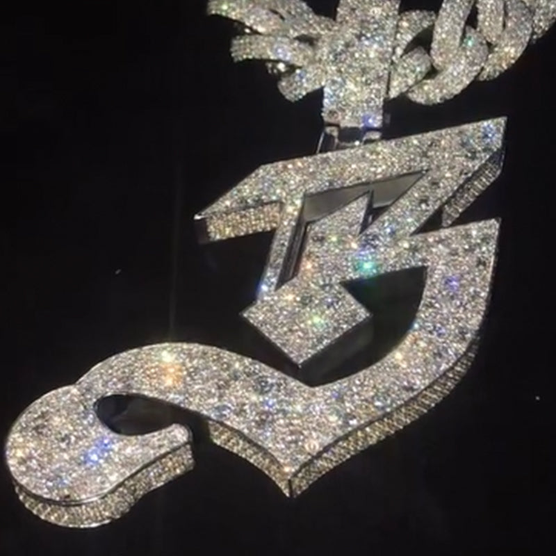 S925 Moissanite Letter 'B' Pendant