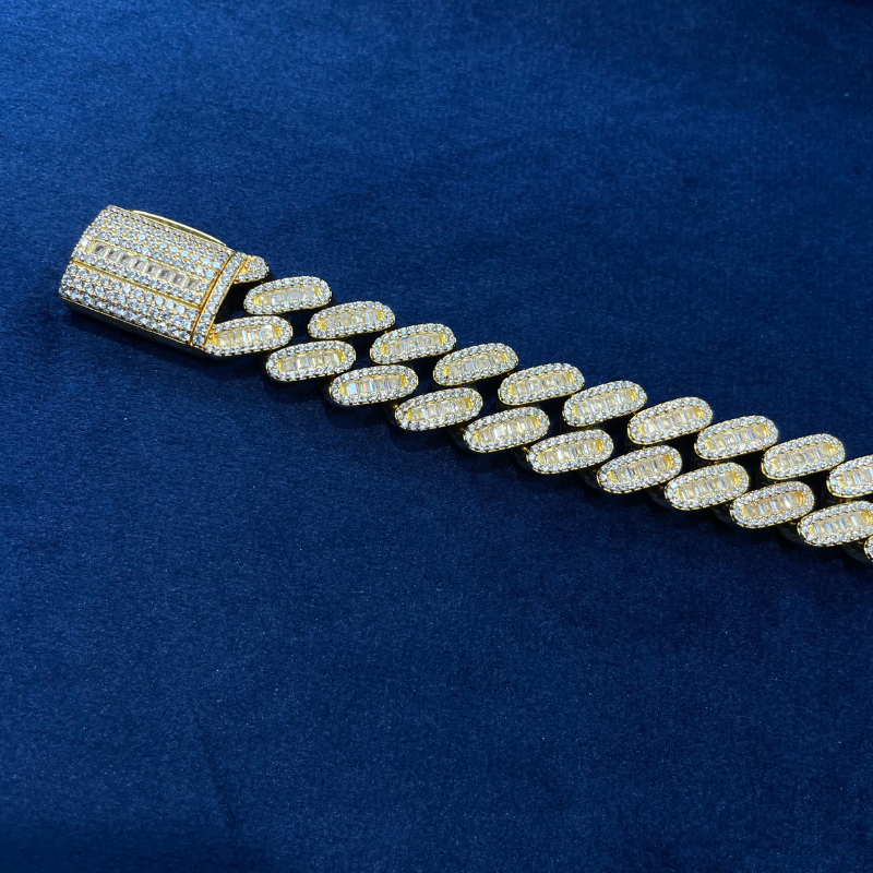 Moissanite Baguette Cuban Bracelet