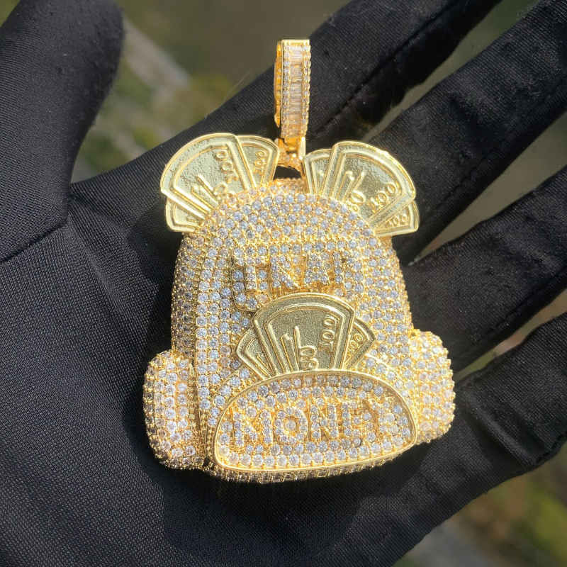 Moissanite Hip Hop Letter Backpack Pendant