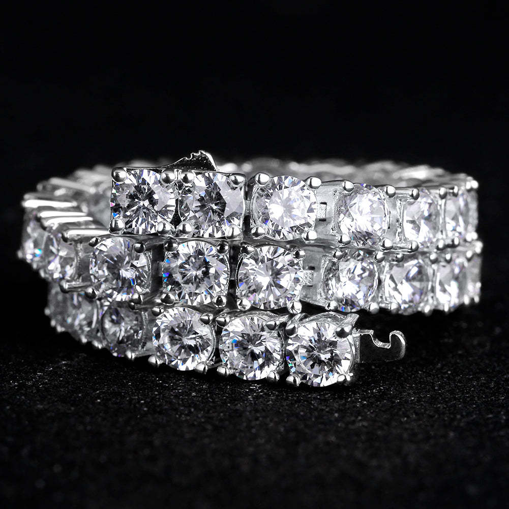 5mm White Gold CZ Diamond Mens Tennis Chain Necklace KRKC