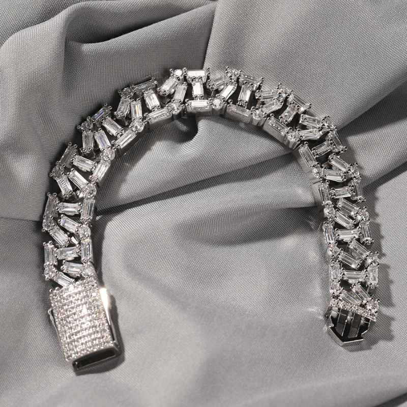 12mm Moissanite Hip-Hop Three-Dimensional Cuban Bracelet