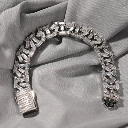 12mm Moissanite Hip-Hop Three-Dimensional Cuban Bracelet