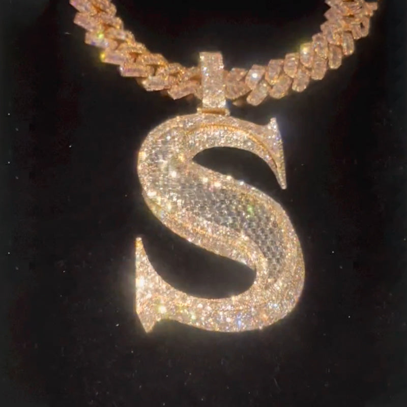 S925 Moissanite Letter S Pendant Set