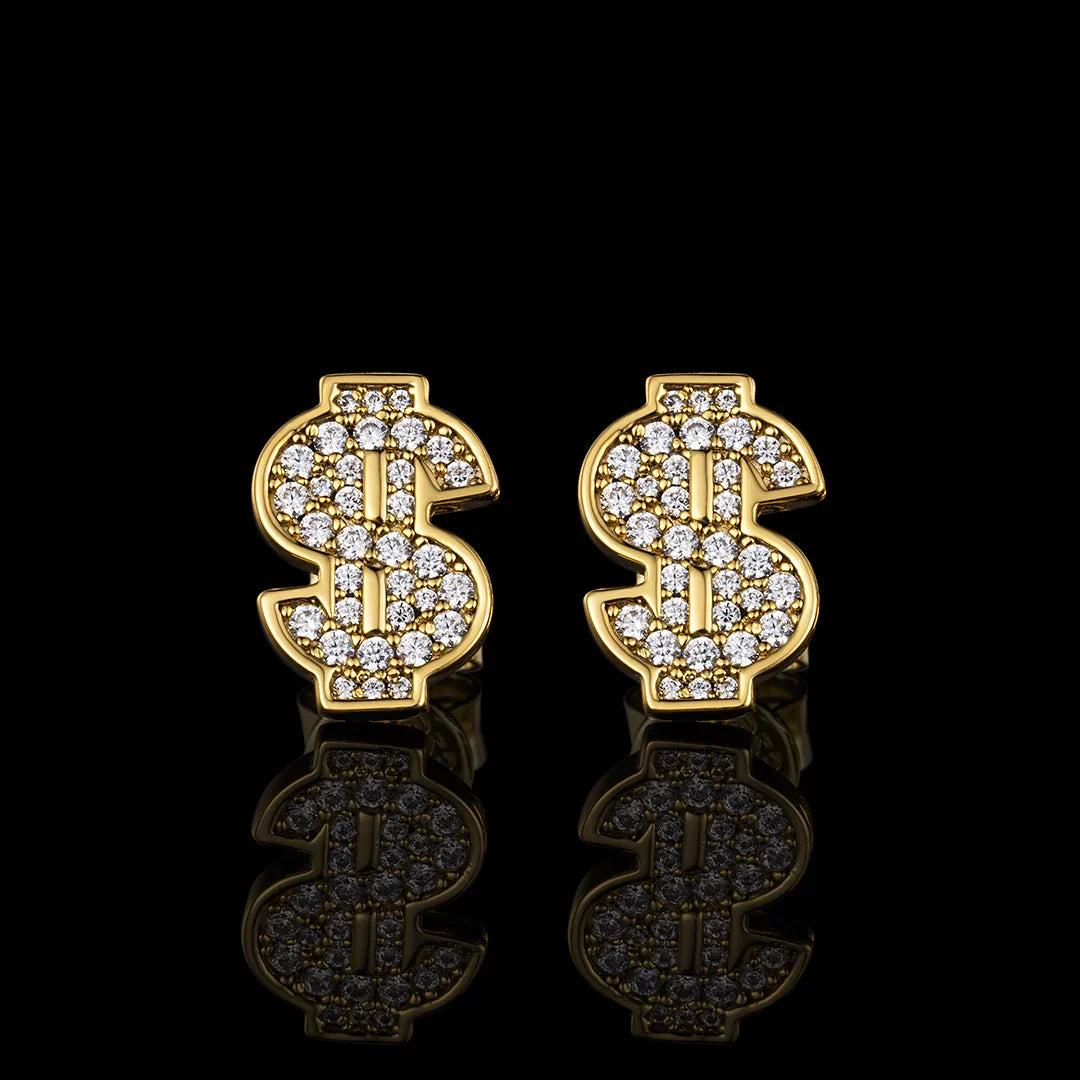 S925 Moissanite Dollar Sign Stud Earrings