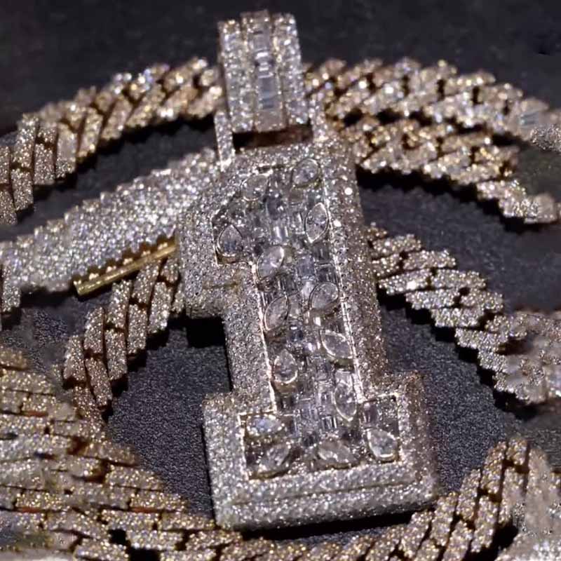 Moissanite Vine Number 1 Pendant