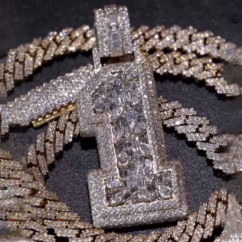 Moissanite Vine Number 1 Pendant