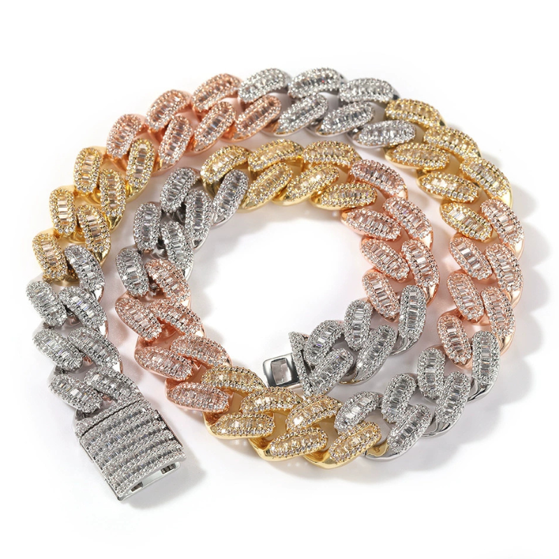 15mm Moissanite T Square Ice Out Diamond Cuban Chain