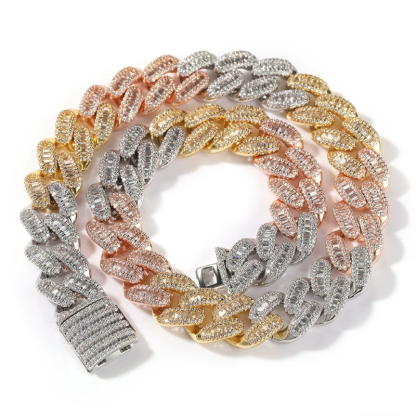 15mm Moissanite T Square Ice Out Diamond Cuban Chain