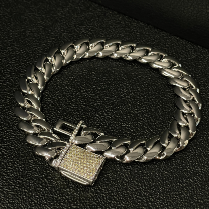 12mm Moissanite Miami Cuban 14K Bracelet