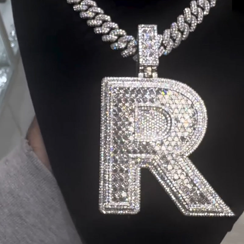 S925 Moissanite Letter R Pendant