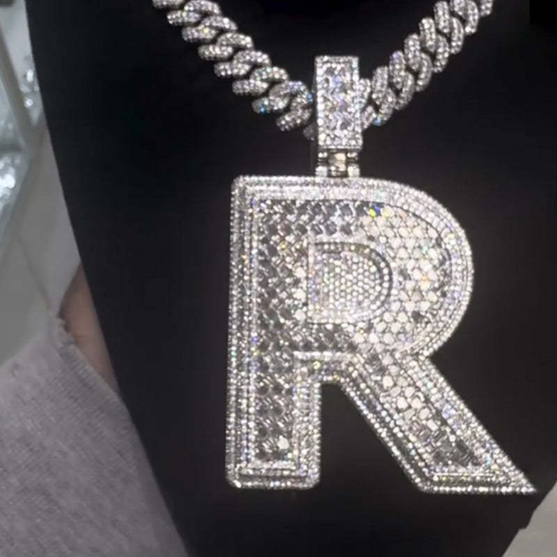 S925 Moissanite Letter R Pendant