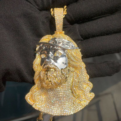 Moissanite Hip Hop Big Wave Jesus Pendant