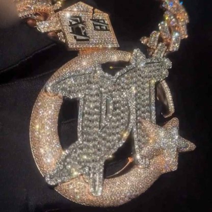 Moissanite Star Moon DT Letter Pendant