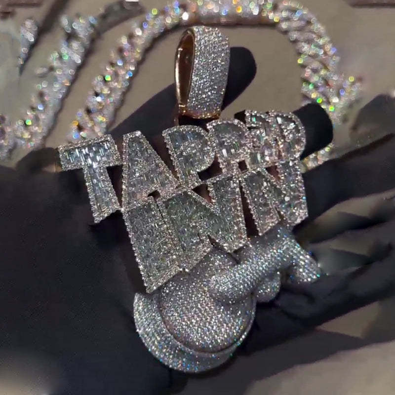 Moissanite New TAPP3D INN Two-tone Jadeite Cut Drop Pendant