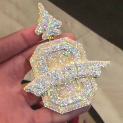 Moissanite Airplane Buckle Octagonal Rectangular Pendant