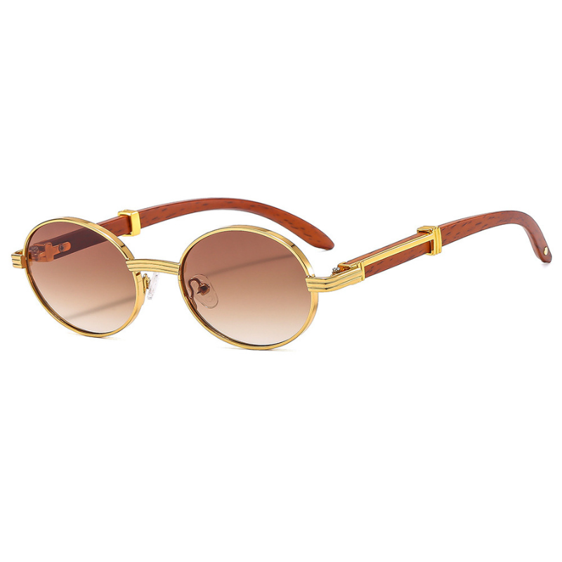 Retro Faux Wood Grain Sunglasses