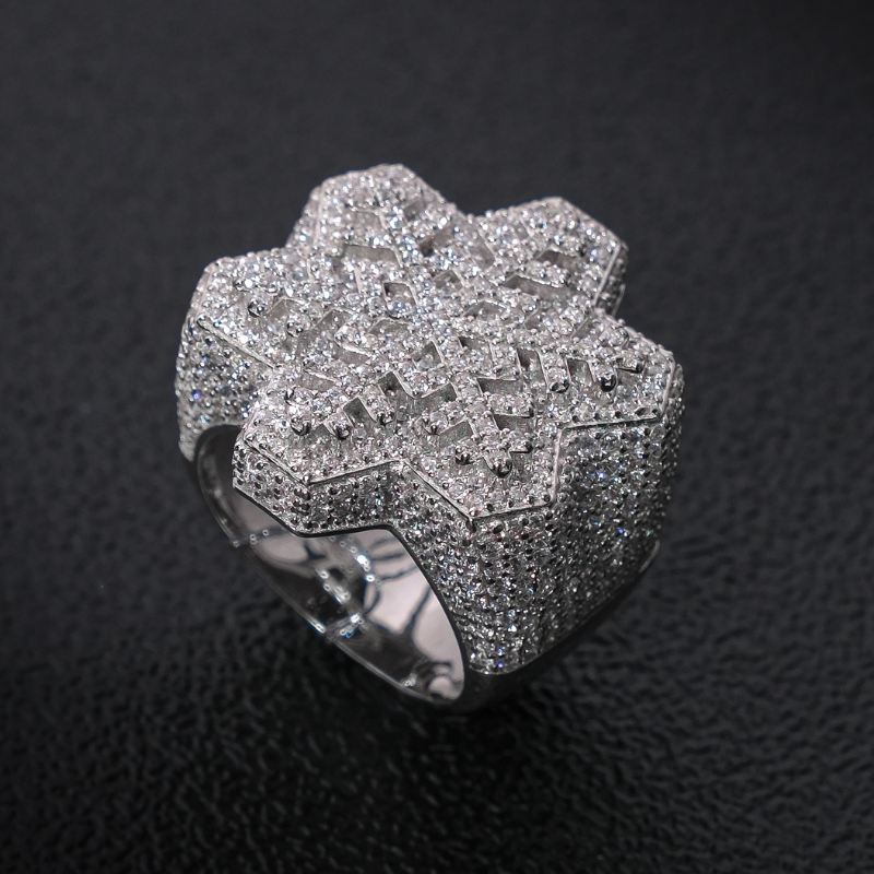Moissanite Creative Hexagonal Snowflake Ring