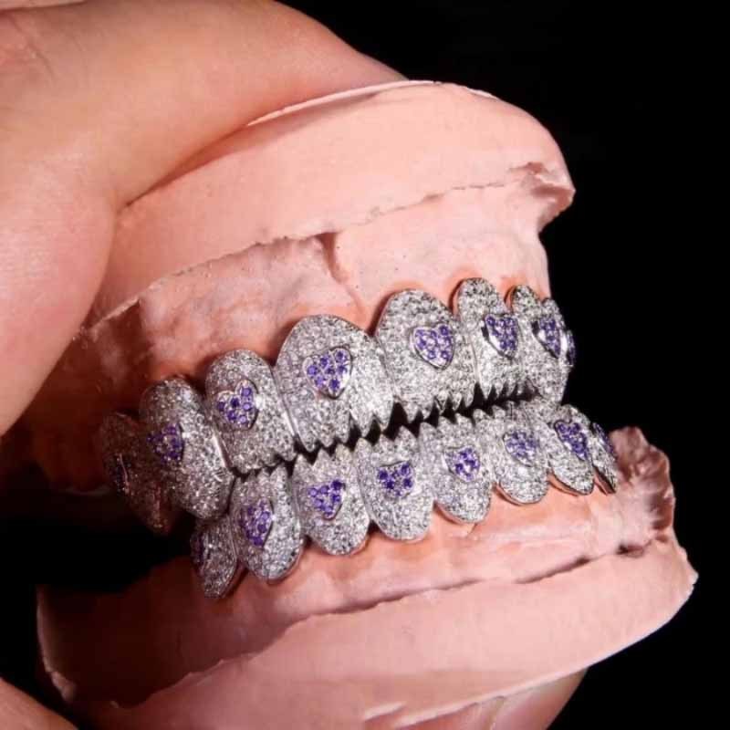 Moissanite Hip Hop Love Eight-tooth Grillz
