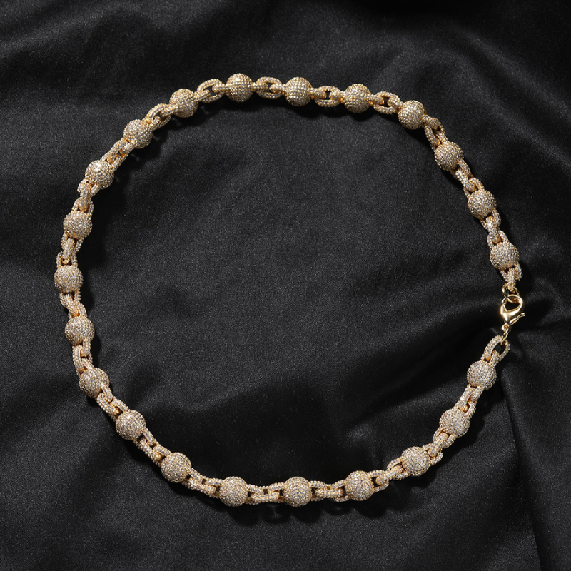 Moissanite Hip Hop Diamond Bead Chain Necklace
