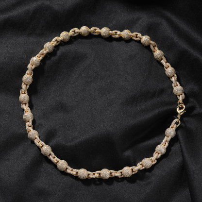 Moissanite Hip Hop Diamond Bead Chain Necklace
