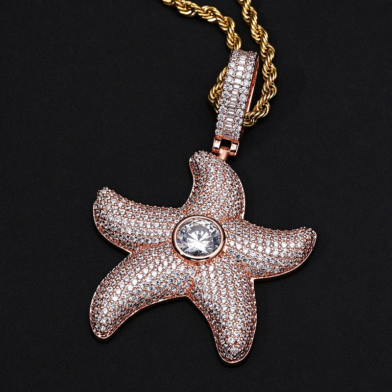 Moissanite Hip-Hop Starfish Pendant