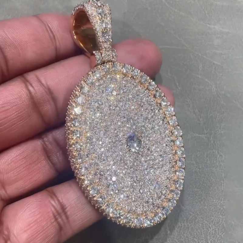 Custom Oval a Half Carat Center Stone Moissanite Setting Pendant