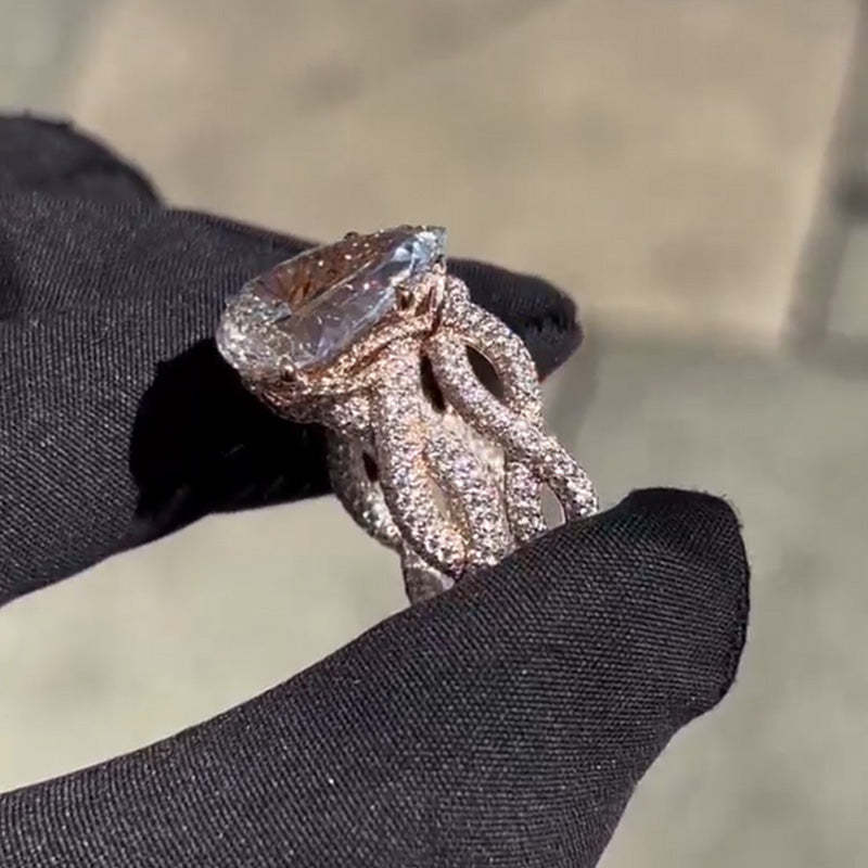 Spirit Snake Entanglement Pear Moissanite Ring