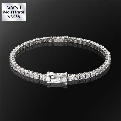 5 Carats 3mm VVS1 Moissanite White Gold Tennis Bracelet