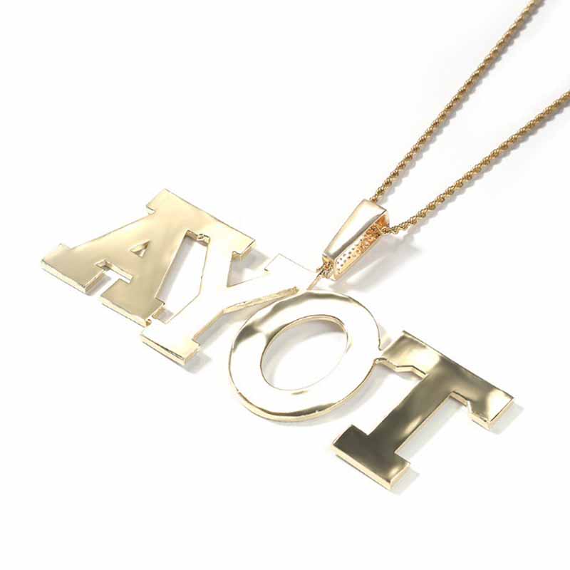 Moissanite Sparkling Six-Row Stone Large Letter Custom Pendant