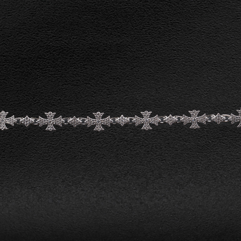 Moissanite Rhombic Cross Bracelet