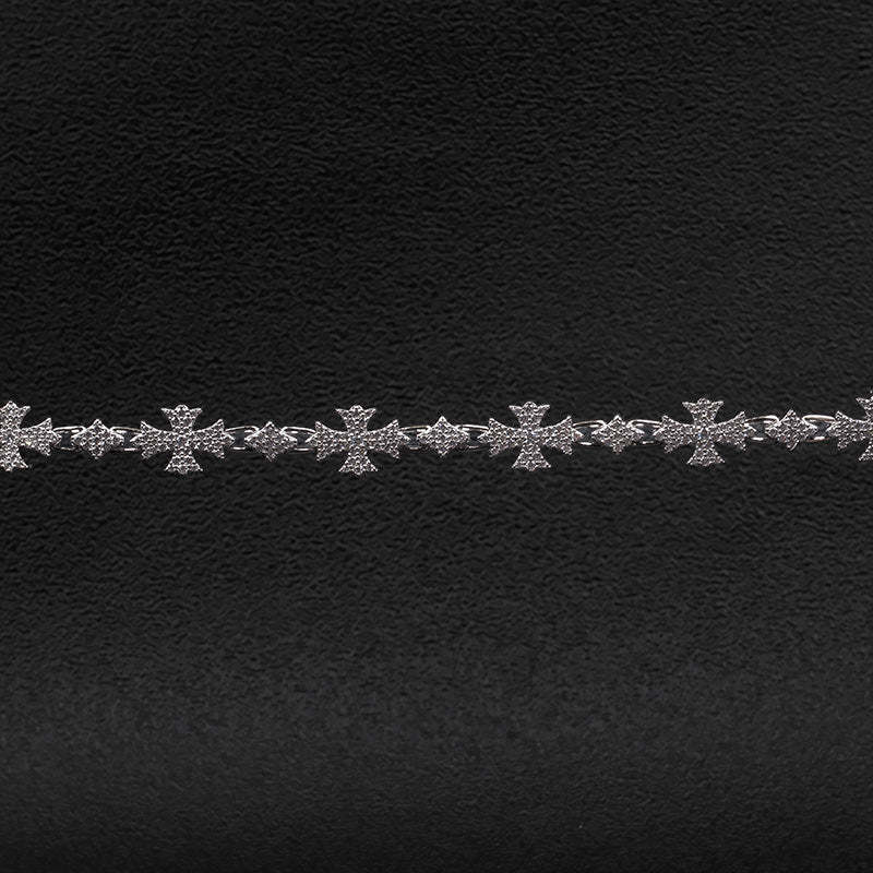 Moissanite Rhombic Cross Bracelet