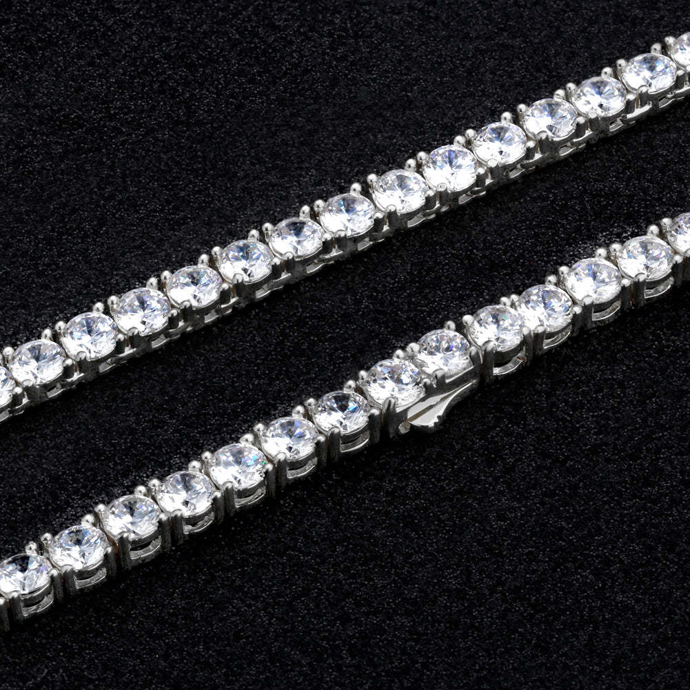 5mm White Gold CZ Diamond Mens Tennis Chain Necklace KRKC