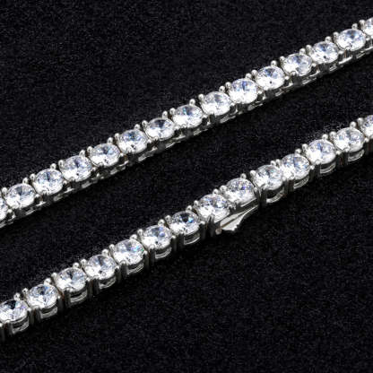 5mm White Gold CZ Diamond Mens Tennis Chain Necklace KRKC
