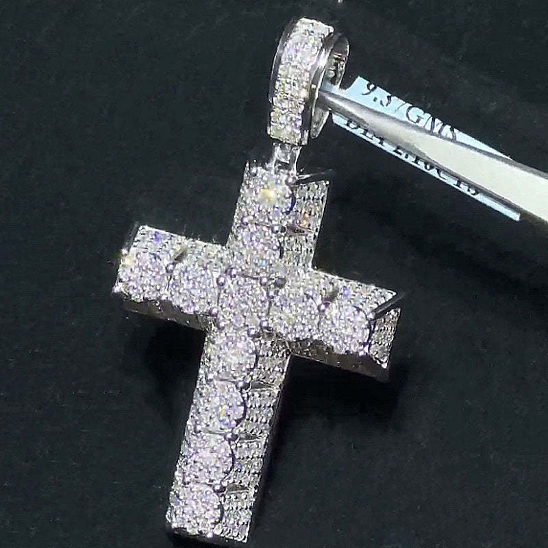 Moissanite Three-dimensional Cross Pendant Tennis Chain Set