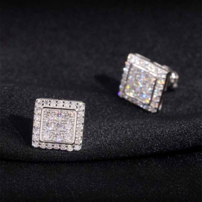 S925 Moissanite Hip Hop Square Earrings